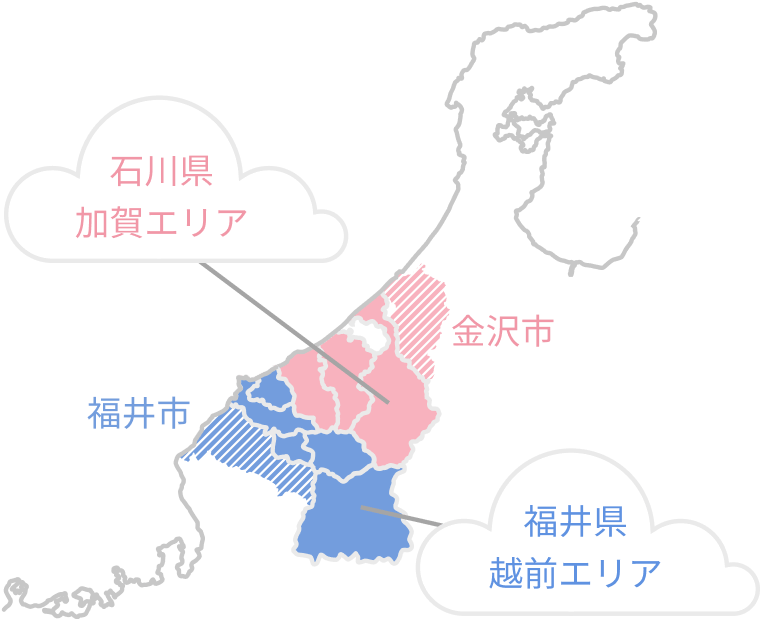 石川県加賀エリア　福井県越前エリア　地図